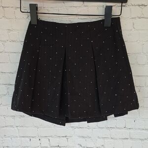 Zara Black Rhinestone Embellished Pleated Mini Skort - Blogger Favorite